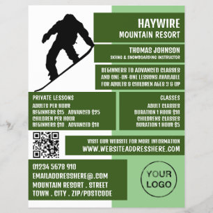 Pro Snowboarder, Ski/Snowboarding Lessons/Classes Flyer