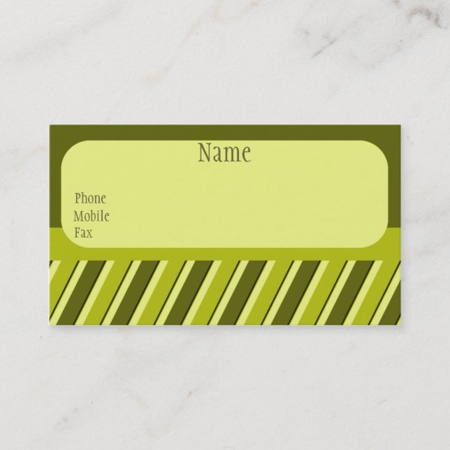 Pro Stripes Business Card, Olive Green Card (Front)