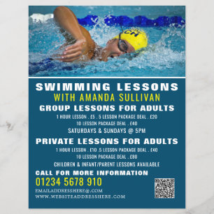 Pro Swimmer, Swimming Lesson Advertising Flyer