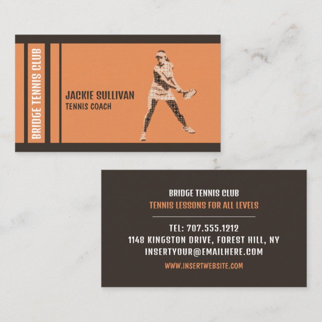 Pro Tennis Player, Tennis Player/Coach/Instructor Business Card (Front/Back)