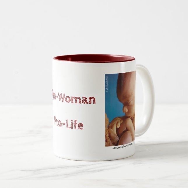 Pro-Woman Pro-Life Two-Tone Coffee Mug (Front Right)