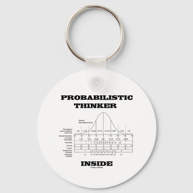 Probabilistic Thinker Inside (Bell Curve Humour) Key Ring (Front)
