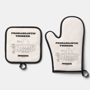 Probabilistic Thinker Inside Bell Curve Humour Oven Mitt & Pot Holder Set