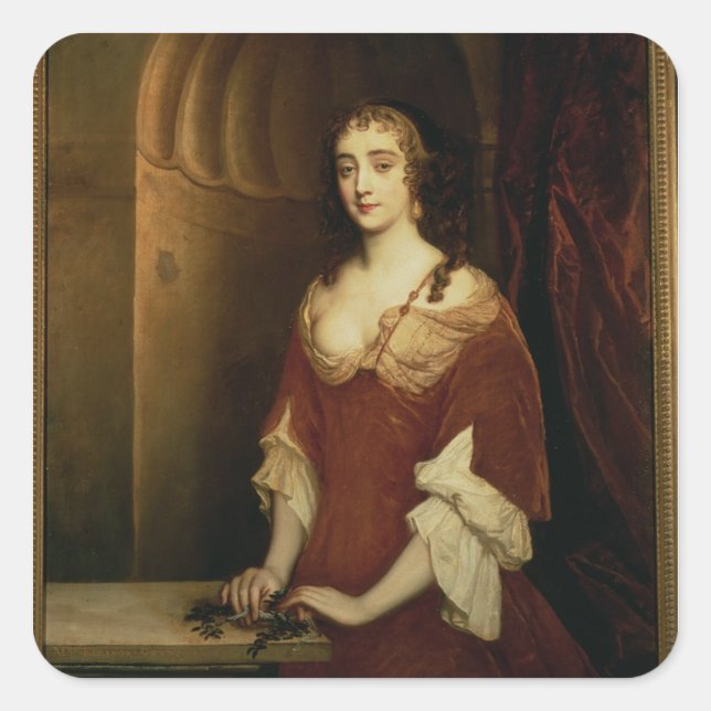 Probable portrait of Nell Gwynne (1650-87), mistre Square Sticker (Front)