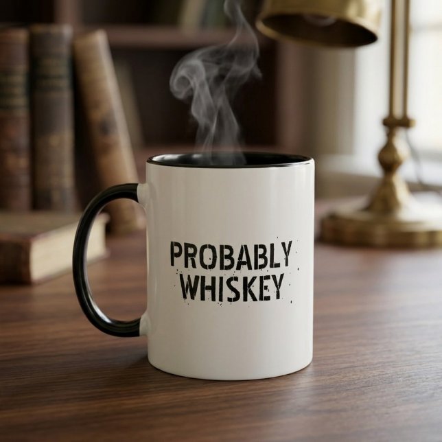 Probably Whiskey Funny Quote Typography Mug Gift (Creator Uploaded)