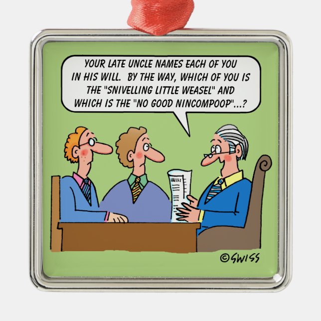 Probate Estate Lawyer Reading Will Funny Metal Ornament (Front)