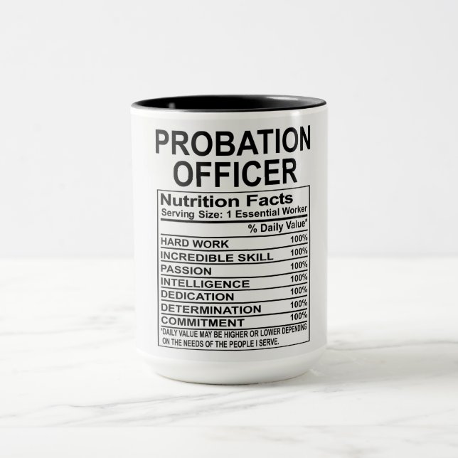 Probation Officer Nutrition Facts Mug (Center)