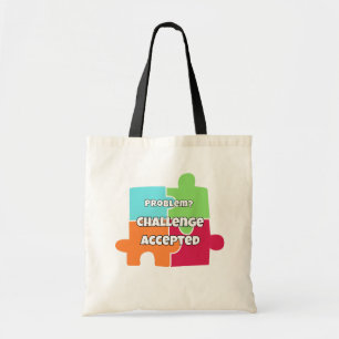 Problem Challenge Accepted Motivational Design Tote Bag