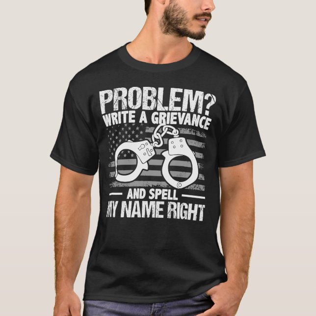 Problem Correction Officer Police Thin Silver Line T-Shirt (Front)