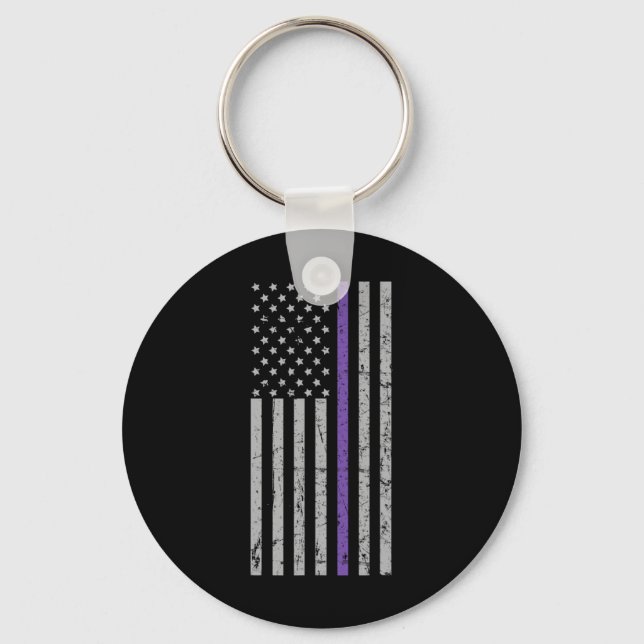 Problem Heimer Usa Flag Purple Strip  Key Ring (Front)