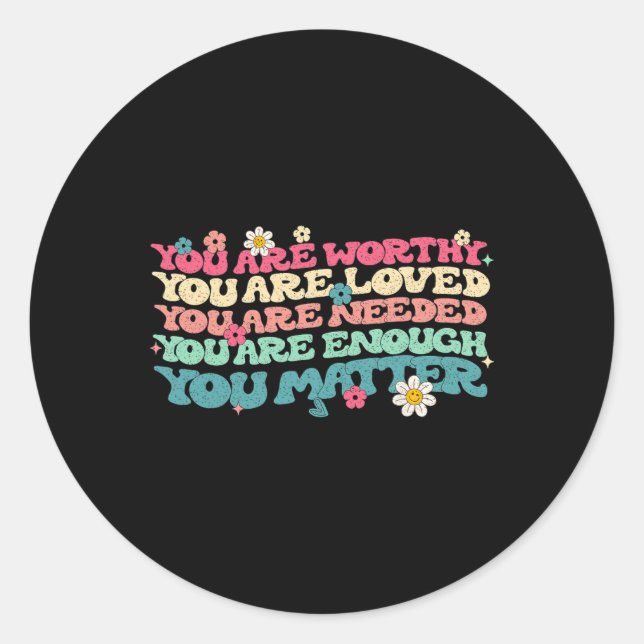 Problem Kindness Be Kind Groovy Mental Health Awar Classic Round Sticker (Front)