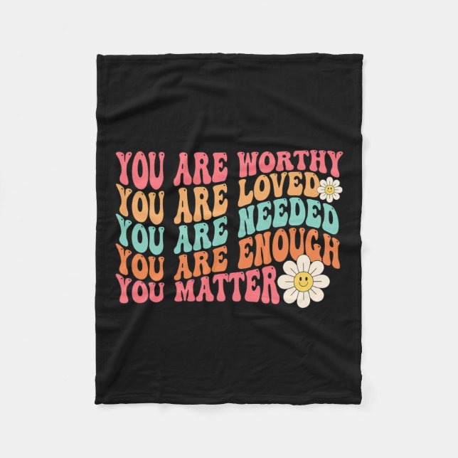 Problem Kindness Be Kind Groovy Mental Health Awar Fleece Blanket (Front)