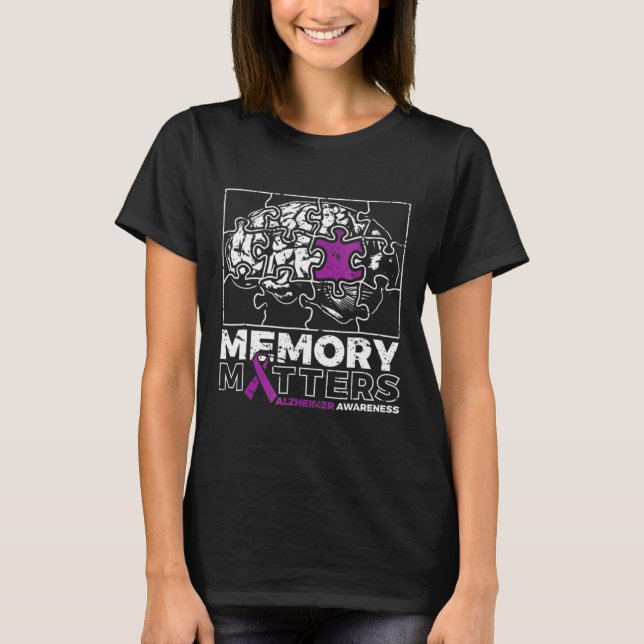 Problem Purple Ribbon Brain Puzzle Heimer Awarenes T-Shirt (Front)