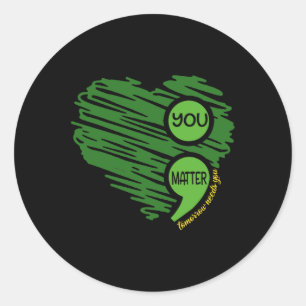 Problem Semicolon Heart Retro Mental Health Awaren Classic Round Sticker