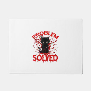Problem Solved Black cat Doormat