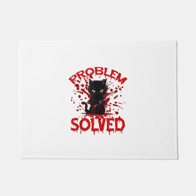 Problem Solved Black cat  Doormat (Front)