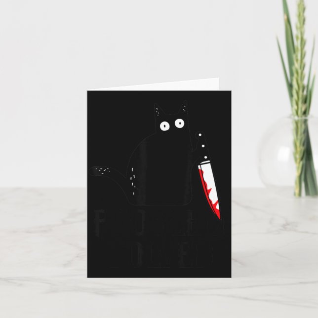 Problem Solved Funny Black Cat Bloody Knife Card (Front)