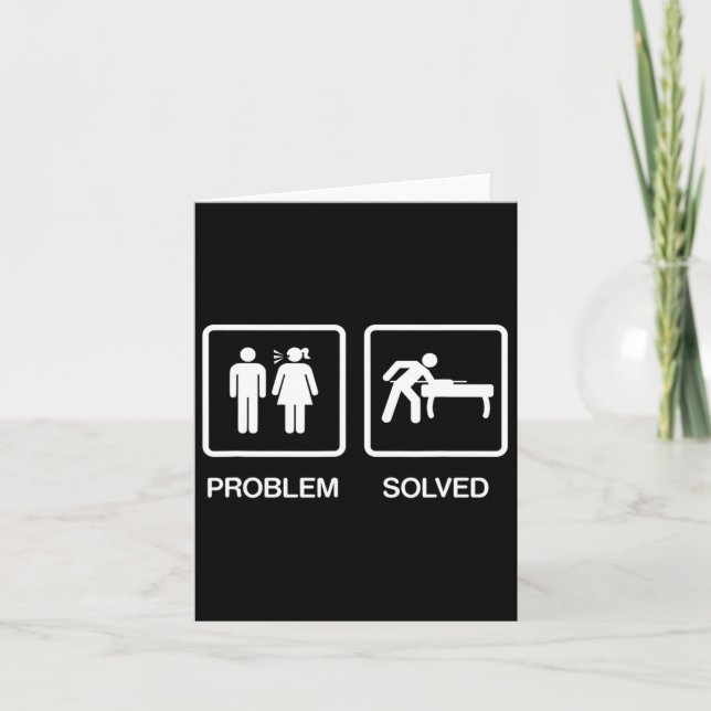 Problem Solved Funny Pool Billiards Player T Shirt Card (Front)