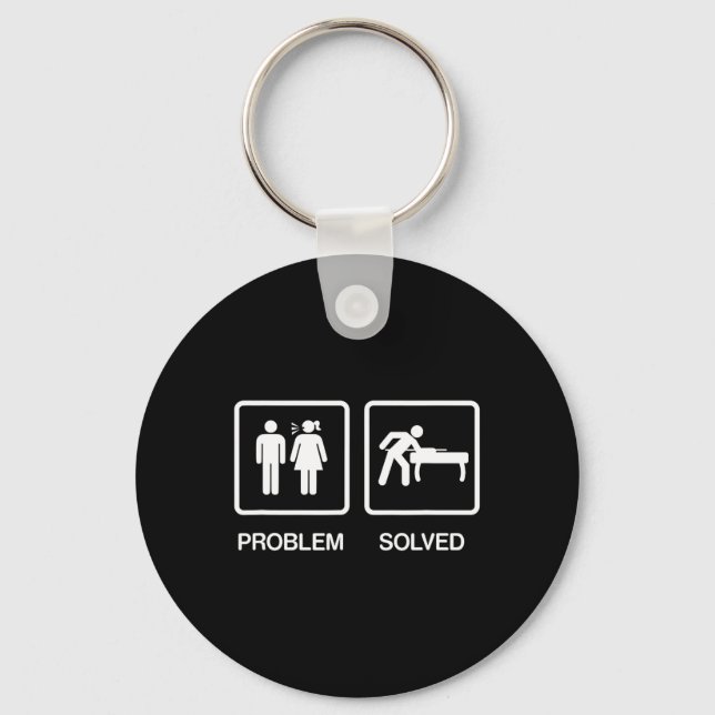Problem Solved Funny Pool Billiards Player T Shirt Key Ring (Front)