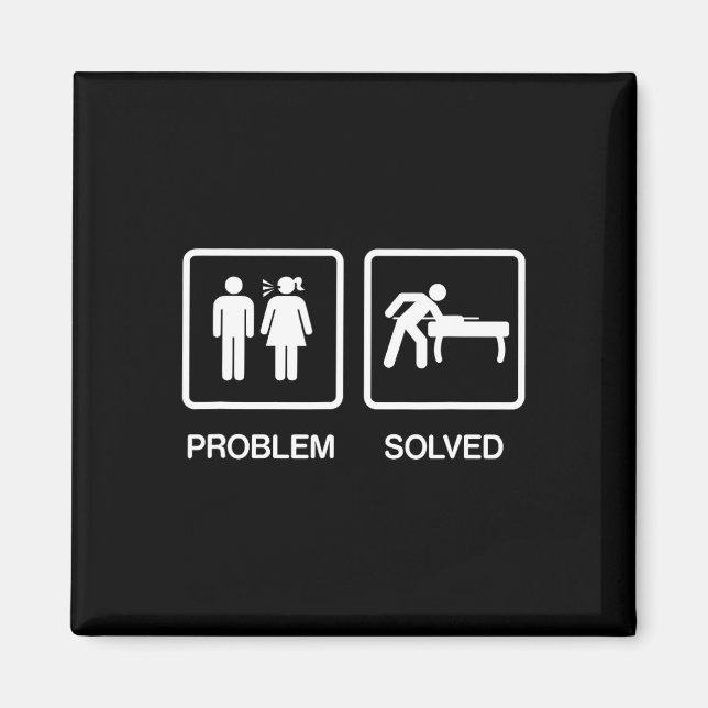 Problem Solved Funny Pool Billiards Player T Shirt Magnet (Front)