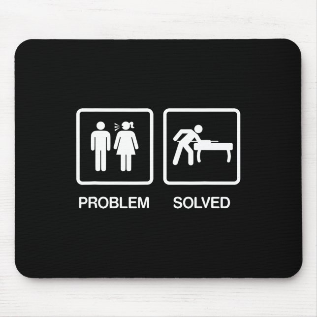 Problem Solved Funny Pool Billiards Player T Shirt Mouse Pad (Front)