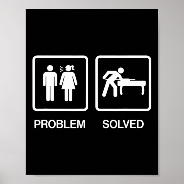 Problem Solved Funny Pool Billiards Player T Shirt Poster (Front)