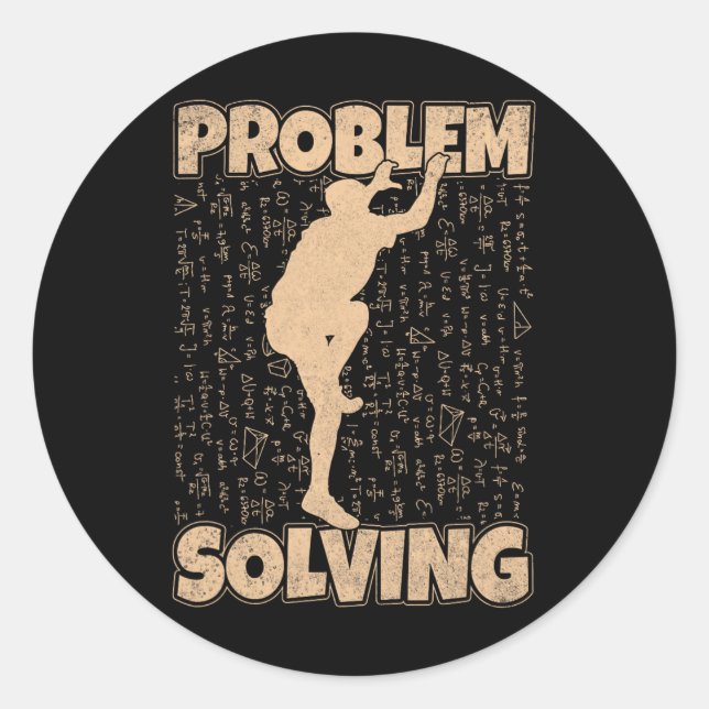 Problem Solving Funny Rock Climbing Bouldering Pun Classic Round Sticker (Front)