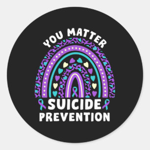 Problem Suicide Prevention Awareness Ribbon Rainbo Classic Round Sticker