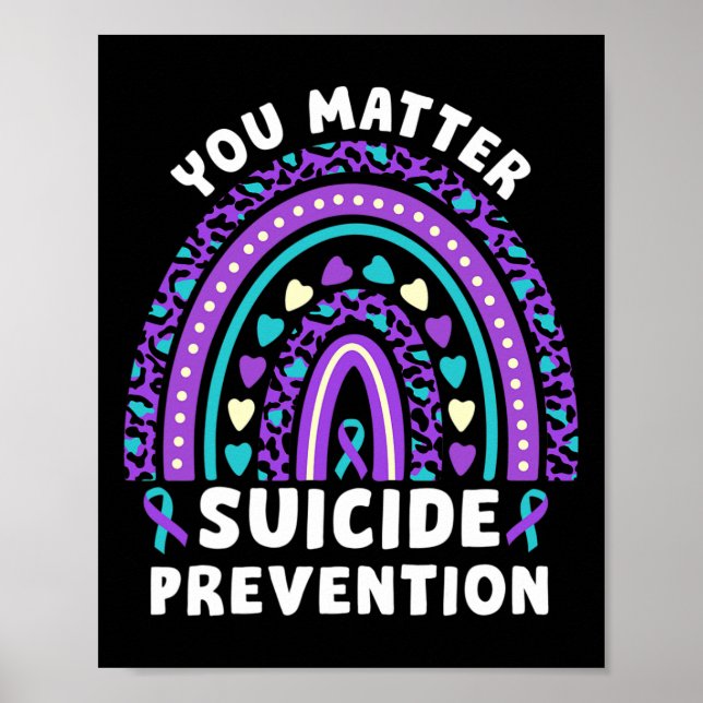 Problem Suicide Prevention Awareness Ribbon Rainbo Poster (Front)