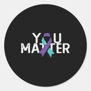 Problem - Suicide Prevention Awareness Teal Purple Classic Round Sticker