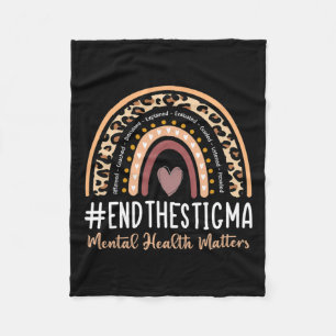 Problems End The Stigma Awareness Boho Rainbow  Fleece Blanket