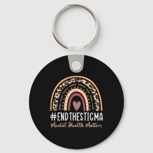 Problems End The Stigma Awareness Boho Rainbow  Key Ring