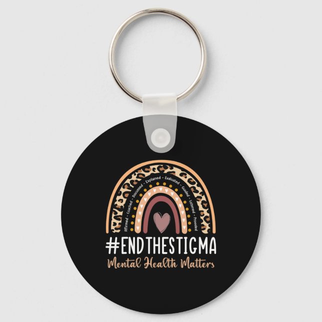 Problems End The Stigma Awareness Boho Rainbow  Key Ring (Front)