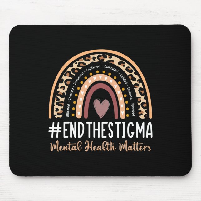 Problems End The Stigma Awareness Boho Rainbow  Mouse Pad (Front)