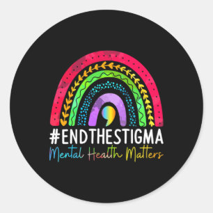 Problems End The Stigma Rainbow Boho 1 Classic Round Sticker