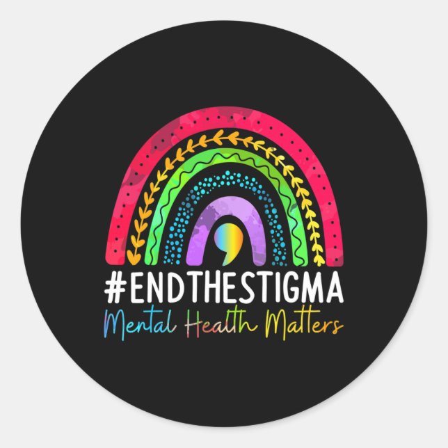 Problems End The Stigma Rainbow Boho 1  Classic Round Sticker (Front)