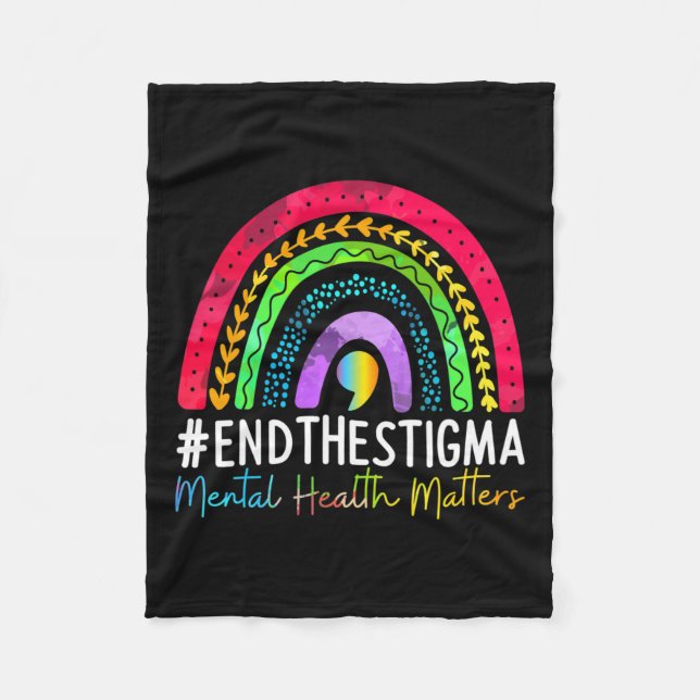 Problems End The Stigma Rainbow Boho 1  Fleece Blanket (Front)