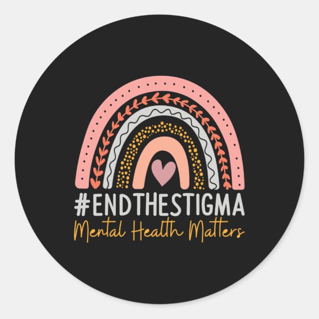 Problems End The Stigma Rainbow Boho  Classic Round Sticker (Front)
