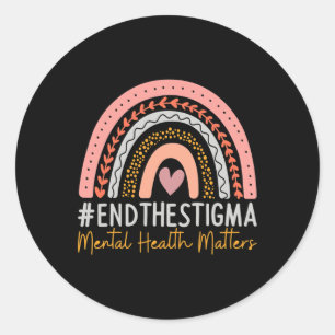 Problems End The Stigma Rainbow Boho Classic Round Sticker