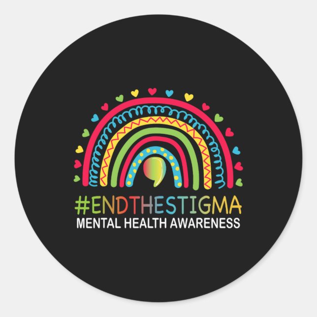 Problems End The Stigma Rainbow Boho  Classic Round Sticker (Front)