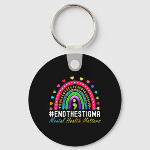 Problems End The Stigma Rainbow Leopard Boho Key Ring