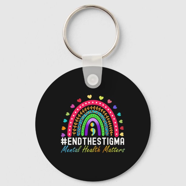 Problems End The Stigma Rainbow Leopard Boho  Key Ring (Front)