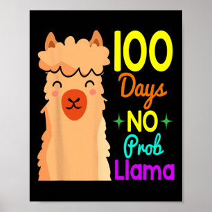Probllama 100 Days Of School Cute 100th Day Boys G Poster
