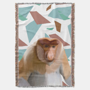 Proboscis Monkey Endangered Species  Throw Blanket