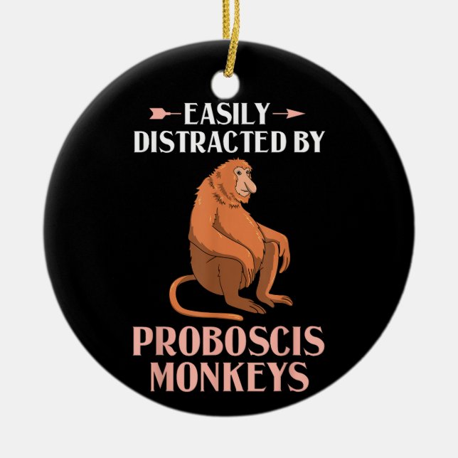 Proboscis Monkey Funny Long Nosed Monkeys Ceramic Ornament (Front)