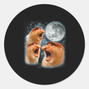 Proboscis monkey lover galaxy moon wildlife animal classic round sticker