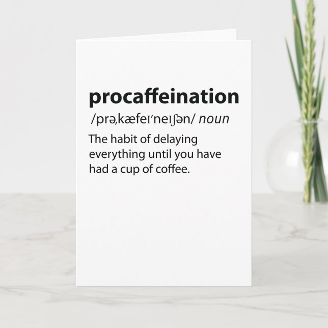 Procaffeination Funny Dictionary Definition Holiday Card (Front)