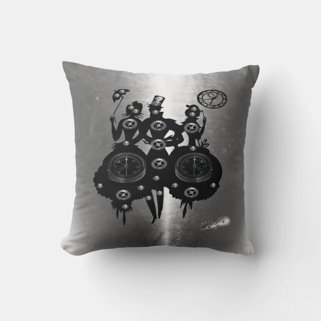 Process Steampunk Silhouette Cushion (Front)