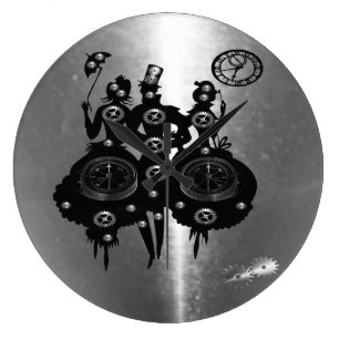 Process Steampunk Silhouette Large Clock