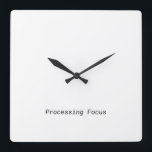 Processing Focus Minimalist Typewriter  Square Wall Clock<br><div class="desc">Measure your output,  not just the hours. This modern wall clock features sharp typewriter numerals and a central message to keep your focus locked on the task at hand.</div>